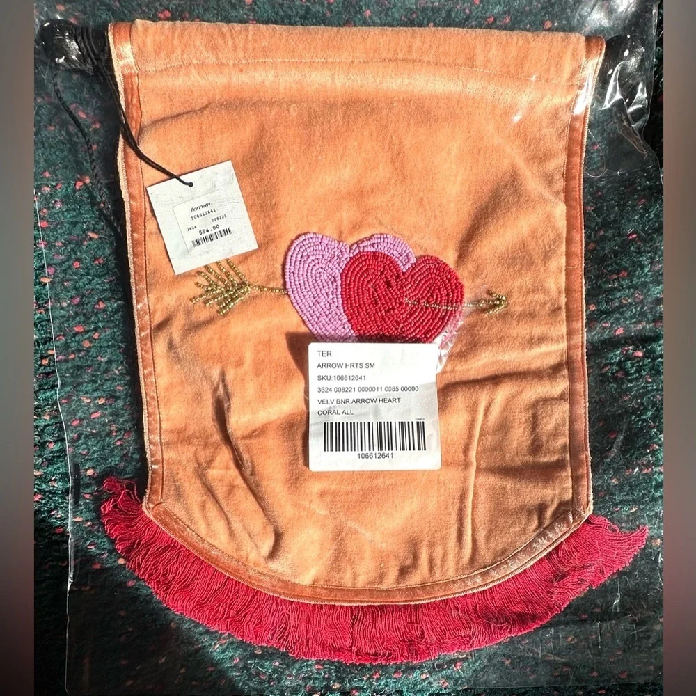 Arrow Heart Tapestry with Red and Purple Embroidery